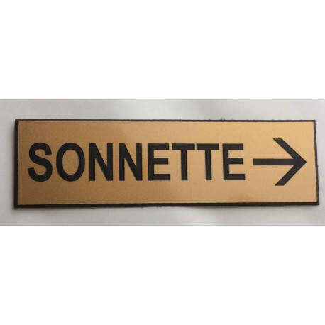 plaque adhésive "SONNETTE + FLECHE" droite dorée