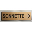 plaque adhésive "SONNETTE + FLECHE" droite dorée