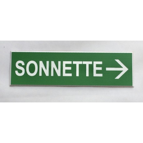 plaque adhésive "SONNETTE + FLECHE" droite verte