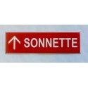 plaque adhésive "SONNETTE + FLECHE" haut fond rouge