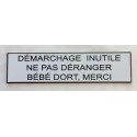 plaque adhésive "DEMARCHAGE INUTILE NE PAS DERANGER BEBE DORT MERCI"
