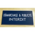 plaque adhésive "DEMARCHAGE & PUBLICITE INTERDIT" bleu marine