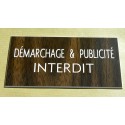 plaque adhésive "DEMARCHAGE & PUBLICITE INTERDIT" couleur bois