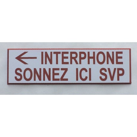 plaque adhésive "INTERPHONE SONNEZ ICI SVP" fond BLANC