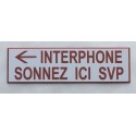 plaque adhésive "INTERPHONE SONNEZ ICI SVP" fond BLANC