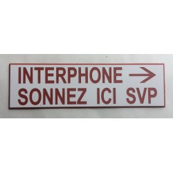 plaque adhésive "INTERPHONE SONNEZ ICI SVP" fond BLANC