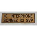 plaque adhésive "INTERPHONE SONNEZ ICI SVP" fond OR fleche gauche