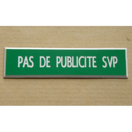 étiquette adhésive PAS DE PUBLICITE SVP verte