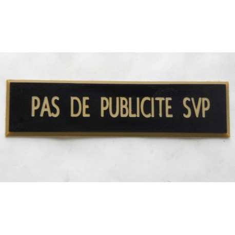 étiquette adhésive PAS DE PUBLICITE SVP noire et or
