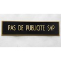 étiquette adhésive PAS DE PUBLICITE SVP noire et or