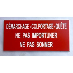 Plaque Démarchage Colportage quete ne pas importuné, ne pas sonner