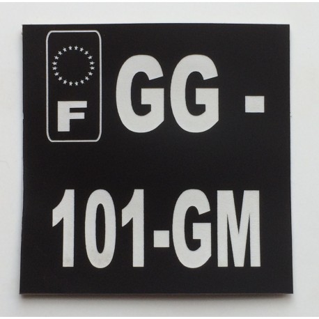 Plaque immatriculation moto noire flexible 10x10  personnalisable non homologué