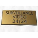 plaque adhésive "SURVEILLANCE VIDEO 24/24" dorée