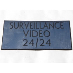 plaque adhésive "SURVEILLANCE VIDEO 24/24" argentée