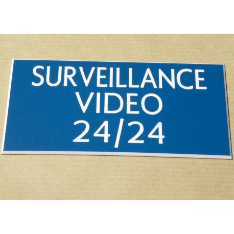 plaque adhésive "SURVEILLANCE VIDEO 24/24" bleu
