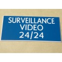 plaque adhésive "SURVEILLANCE VIDEO 24/24" bleu