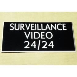 plaque adhésive "SURVEILLANCE VIDEO 24/24" noire