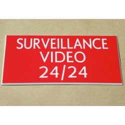 plaque adhésive "SURVEILLANCE VIDEO 24/24" rouge