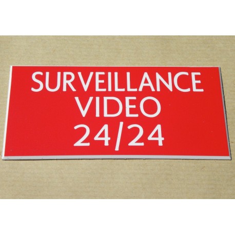 plaque adhésive "SURVEILLANCE VIDEO 24/24" rouge