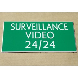 plaque adhésive "SURVEILLANCE VIDEO 24/24" verte