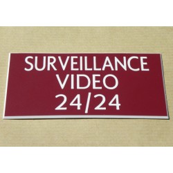 plaque adhésive "SURVEILLANCE VIDEO 24/24" bordeau