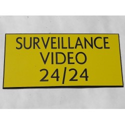 plaque adhésive "SURVEILLANCE VIDEO 24/24" jaune