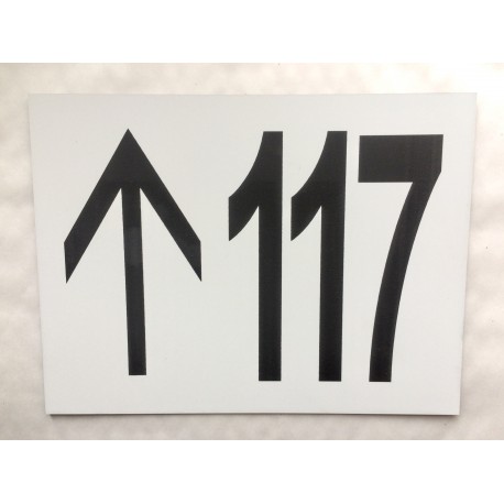 NUMERO DE RUE (3 chiffres) + FLECHE en haut personnalisée blanc