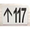 NUMERO DE RUE (3 chiffres) + FLECHE en haut personnalisée blanc