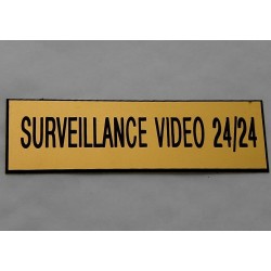 plaque adhésive "SURVEILLANCE VIDEO 24/24" dorée