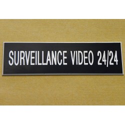 plaque adhésive "SURVEILLANCE VIDEO 24/24" noire
