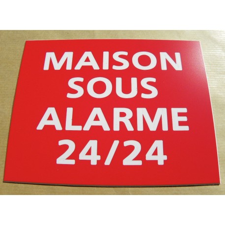plaque adhésive "MAISON SOUS ALARME 24/24" rouge