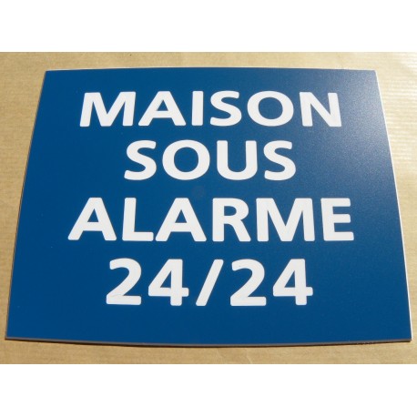 plaque adhésive "MAISON SOUS ALARME 24/24" bleu