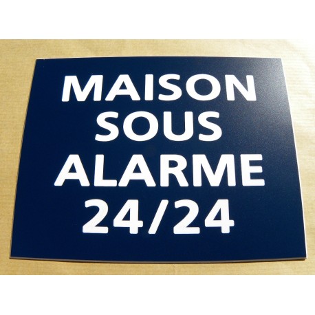 plaque adhésive "MAISON SOUS ALARME 24/24" bleu marine