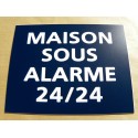 plaque adhésive "MAISON SOUS ALARME 24/24" bleu marine