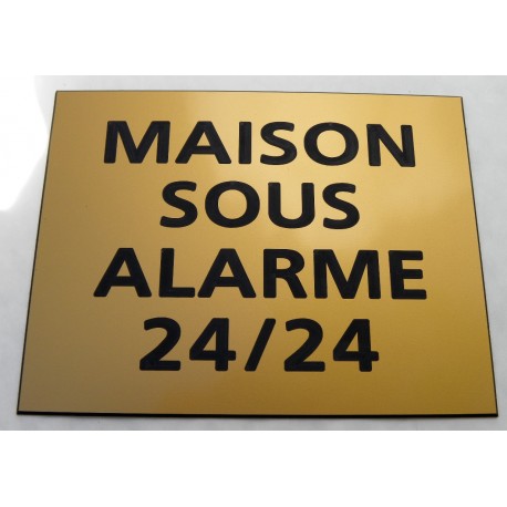 plaque adhésive "MAISON SOUS ALARME 24/24" dorée