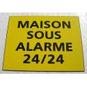 plaque adhésive "MAISON SOUS ALARME 24/24" jaune