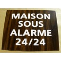 plaque adhésive "MAISON SOUS ALARME 24/24" couleur bois